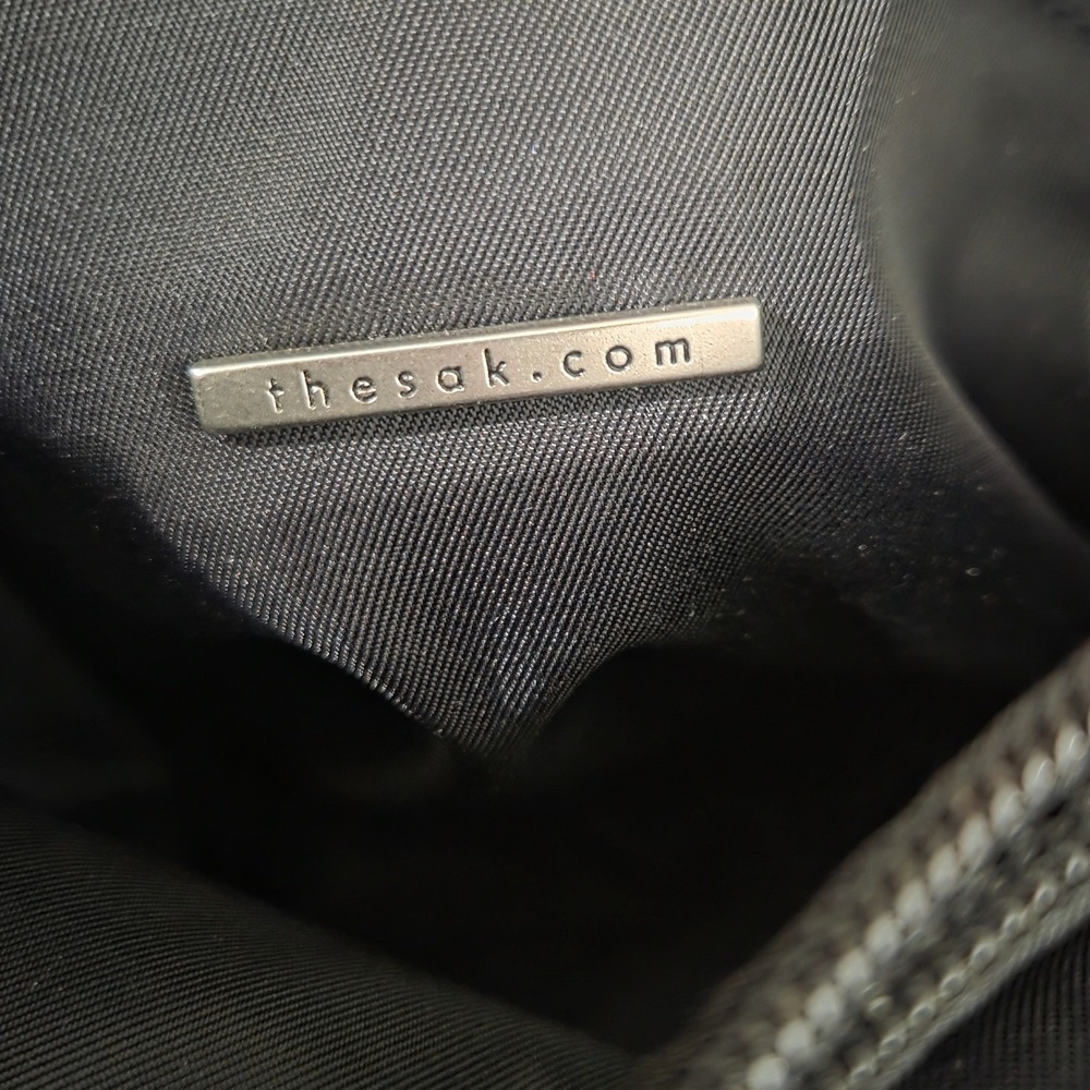 The Sak Black Crochet Tote Shoulder Bag Magnetic Snap Silver Logo Charm Boho - Picture 4 of 7